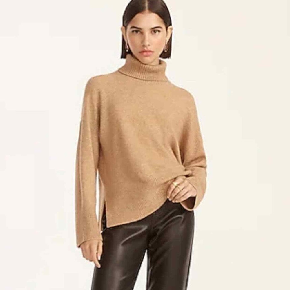 J. Crew turtleneck sweater in super soft Yarn in tan camel